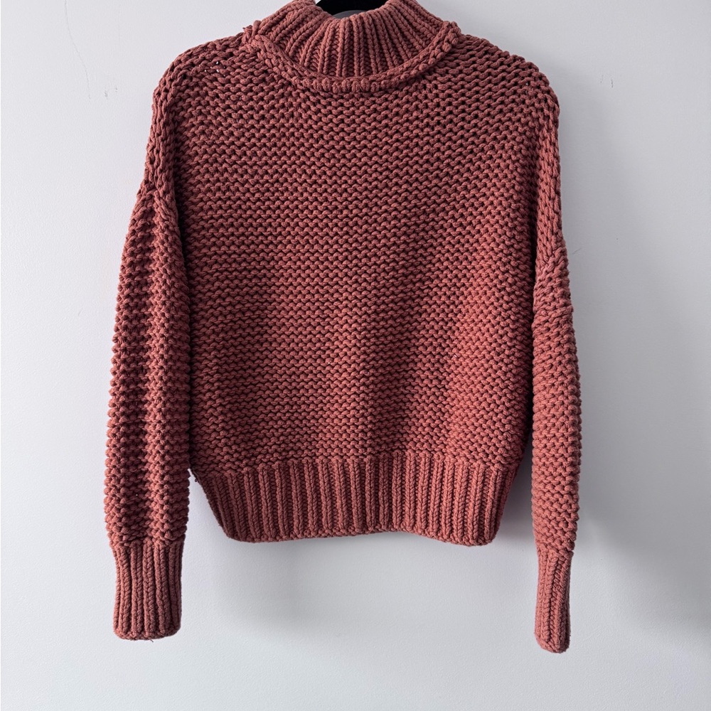 Free People My Only Sunshine Chunky Knit Turtleneck Sweater in Rust Orange - Picture 5 of 5